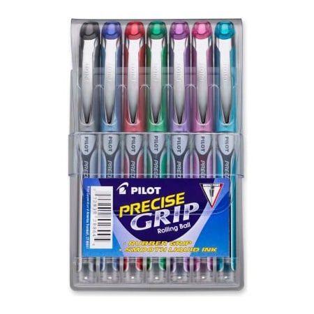 Pilot Pilot Precise Grip Rolling Ball Pen, Extra Fine, 0.5mm, Assorted Ink, 7/Pack 28864